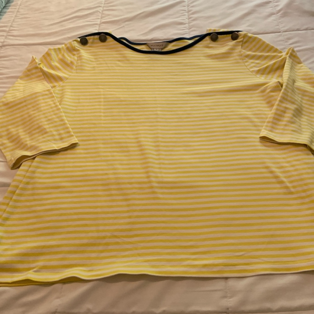 Multiples yellow and white striped top.  Women’s XL